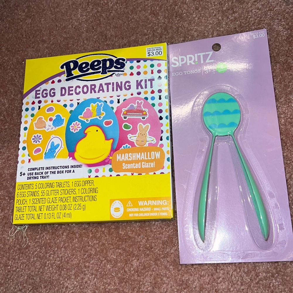 NWT PEEPS Egg Decorating Kit DIY with Spritz Egg Tongs